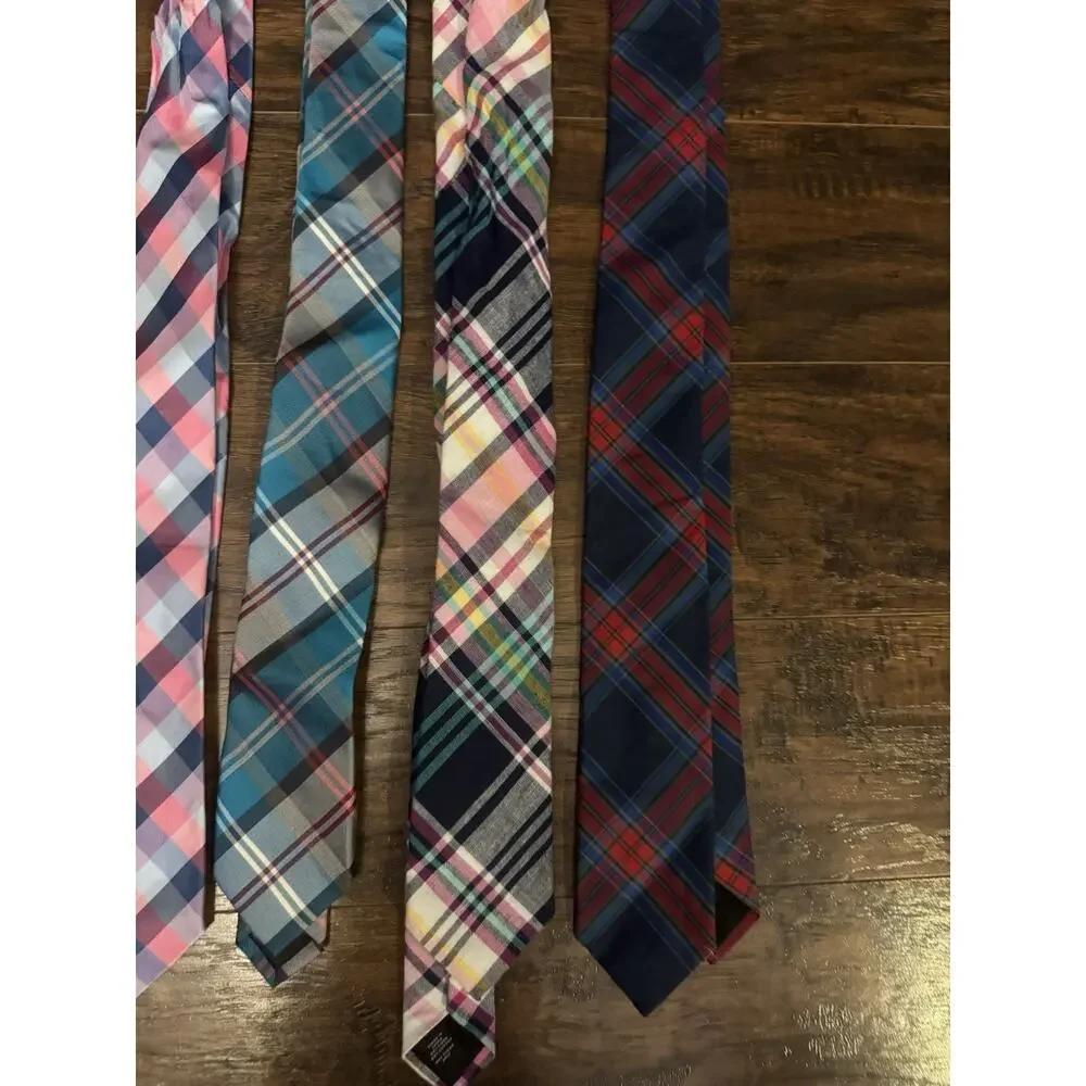 EXPRESS Tie Lot 5 Mens Blue Pink Executive Necktie Plaid